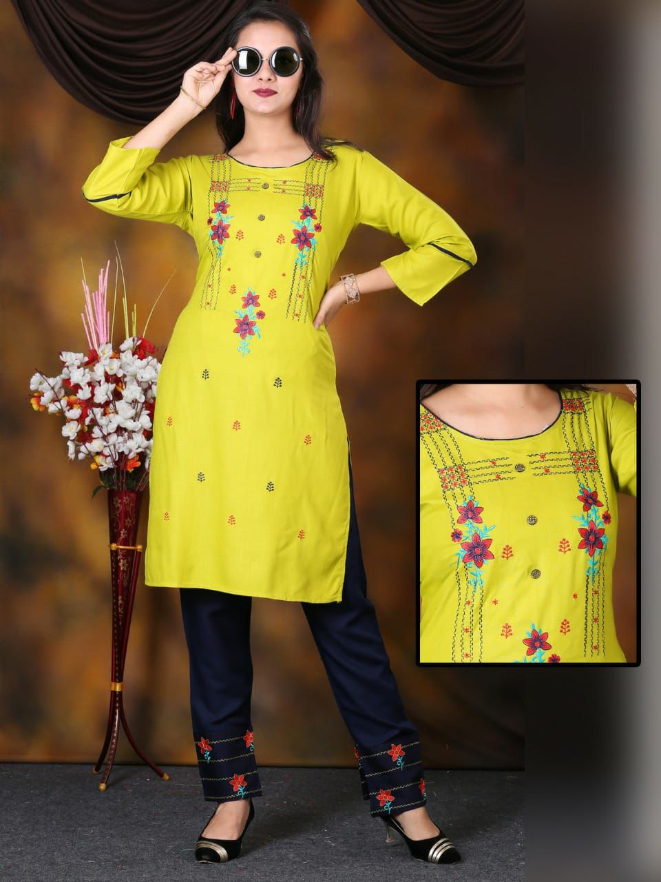 Beauty Queen Checkmate Ethnic Wear Designer Rayon Kurti With Bottom Collection